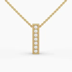 0.1ctw Round Lab Grown Diamond Bar Necklace | 14k Gold