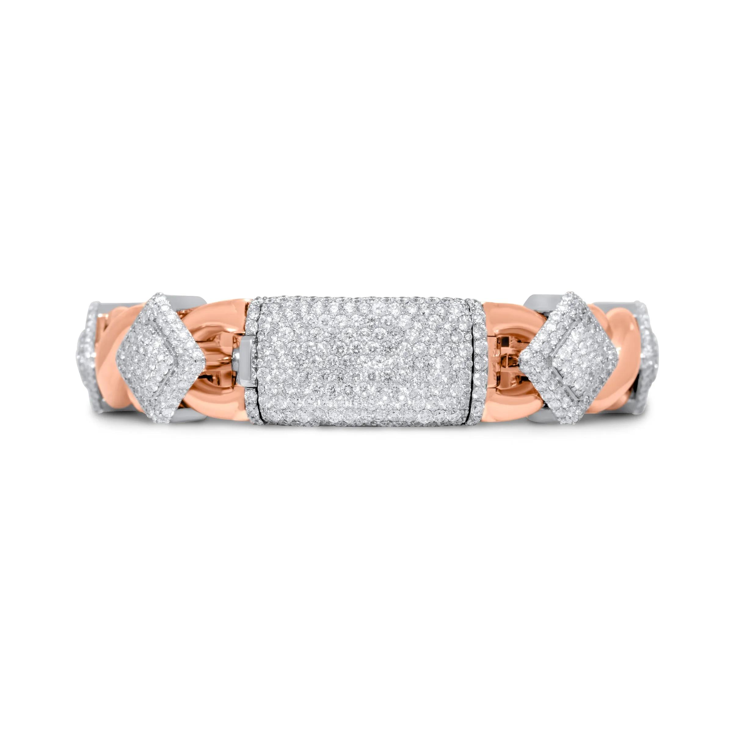 10k Rose & White Gold Square Infinity Link Asscher Diamond Bracelet 8.91 ctw