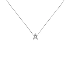 18k Gold Initial Letter "A" Diamond Pandent   Necklace