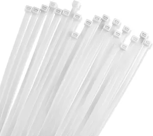 8" White Zip Cable Ties (1000 Pack), 40Lbs Tensile Strength - Heavy Duty, SelfLocking