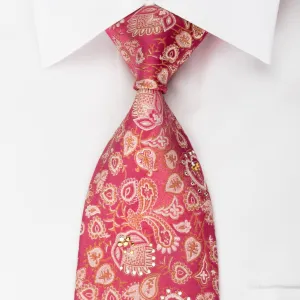 Anthemion On Pink With Sparkles Rhinestone Silk Tie