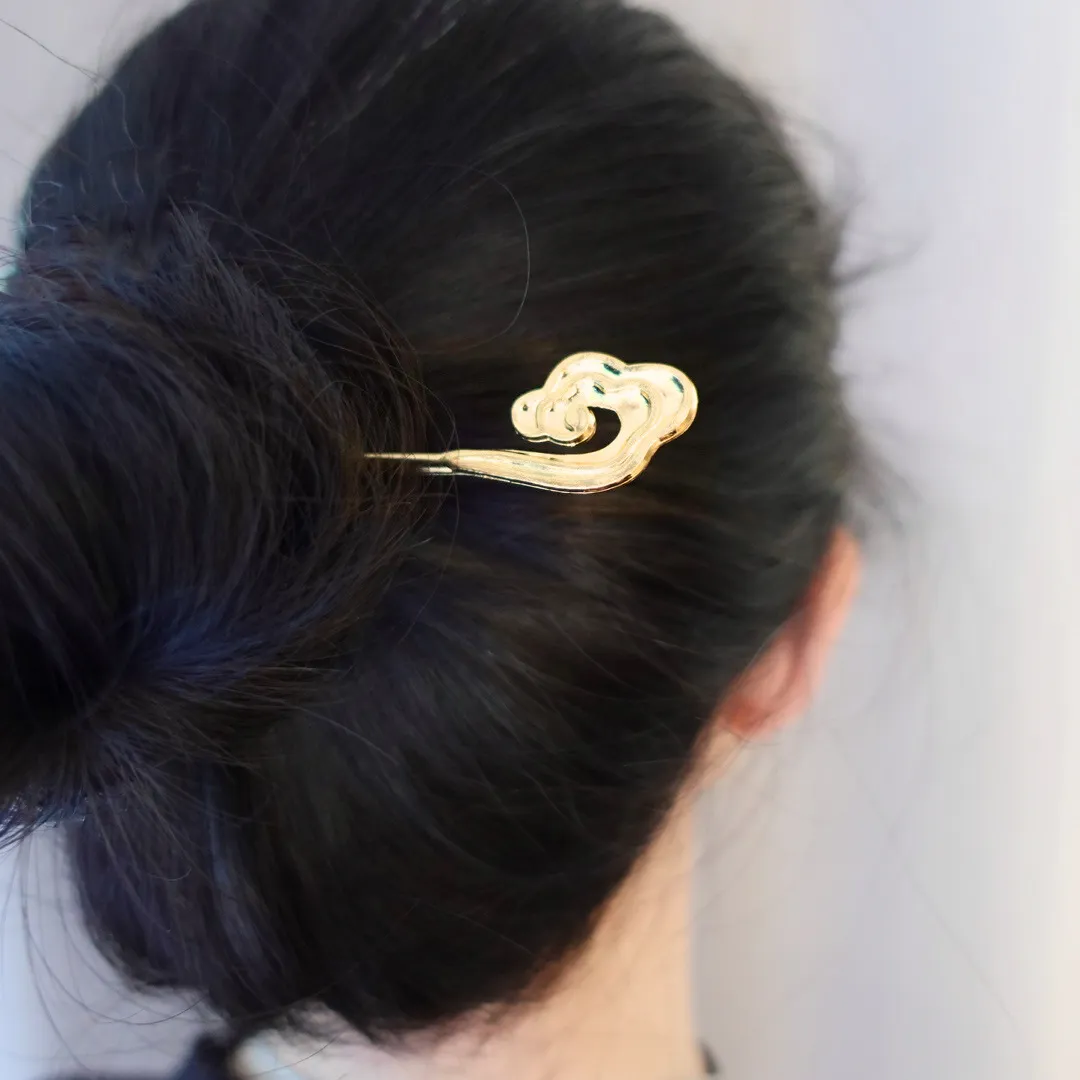 Auspicious Cloud Hair Stick Satin Gold