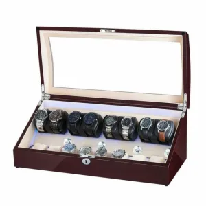 Avoca Watch Winder Box for 8   8 Watches in Mahogany