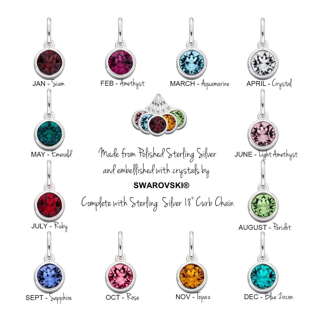 Birthstone Engraved Necklace with Birthday Age