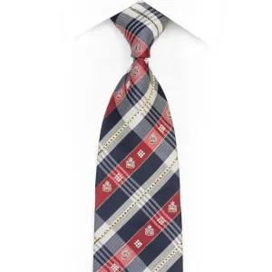 Blue Red Silver Plaid Rhinestone Necktie With Silver Sparkles