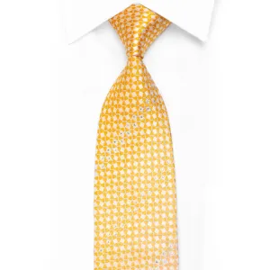 Brentwood Rhinestone Silk Necktie Orange Yellow Geometric With Sparkles