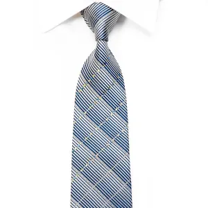 Caesars Rhinestone Necktie Silver Striped On Blue With Sparkles