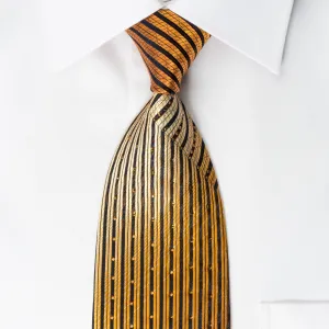 Christian Aujard Silk Rhinestone Necktie Orange Striped On Black