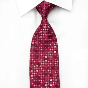 Christian Lacroix Mens Silk Rhinestone Necktie Cartouche On Burgundy Sparkling With Rhinestones