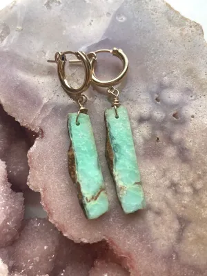 Chrysoprase Statement Hoop Earrings Gold Fill