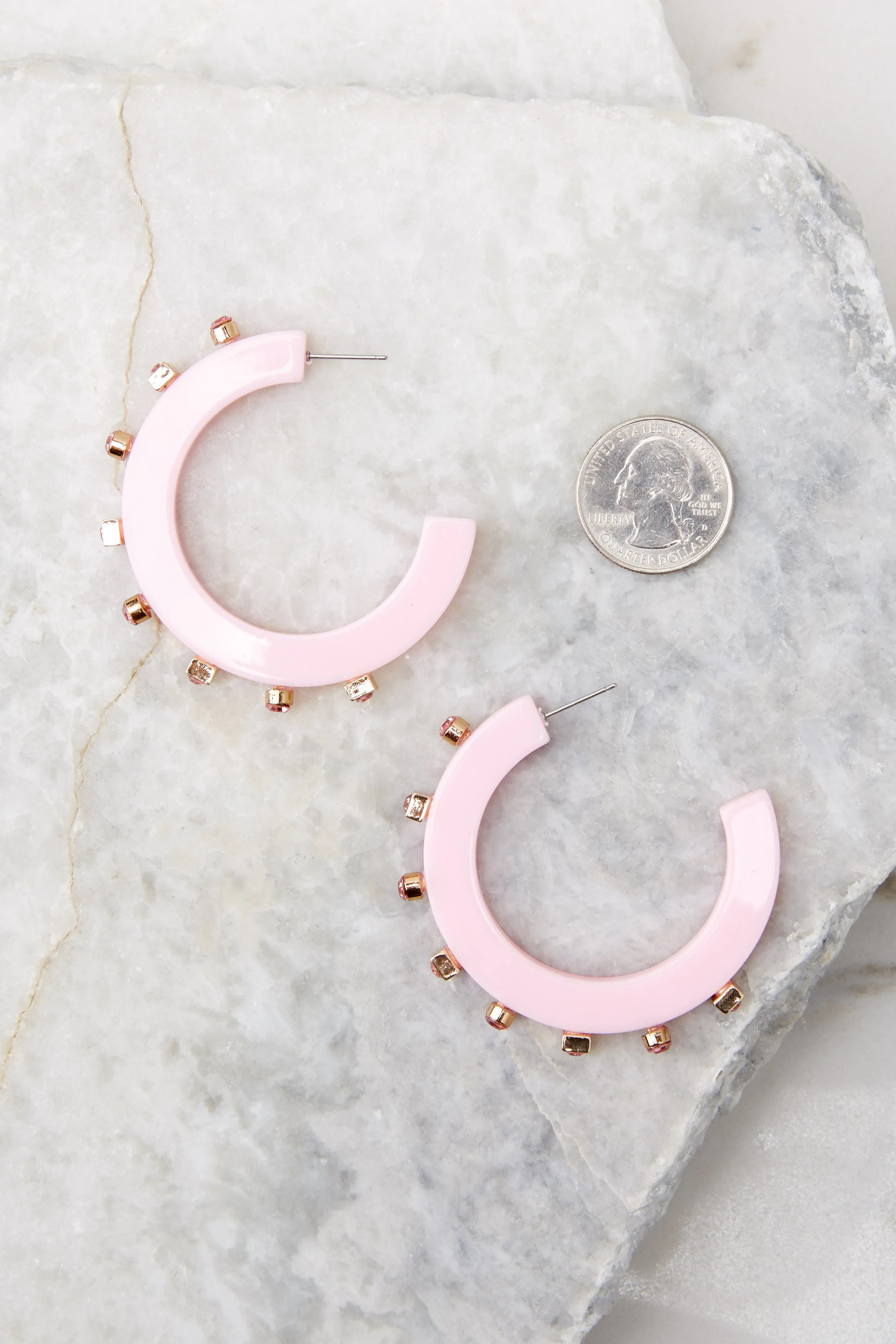 City Girl Pink Jewel Hoop Earrings