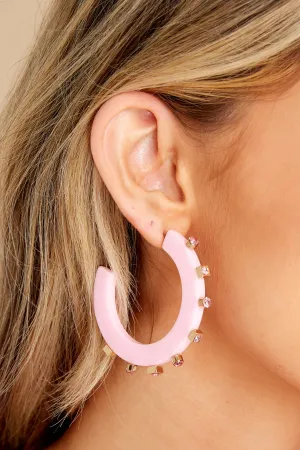 City Girl Pink Jewel Hoop Earrings