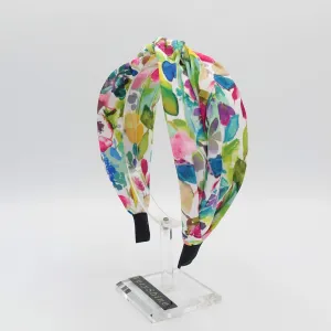 colorful leaves print headband cross hairband for women