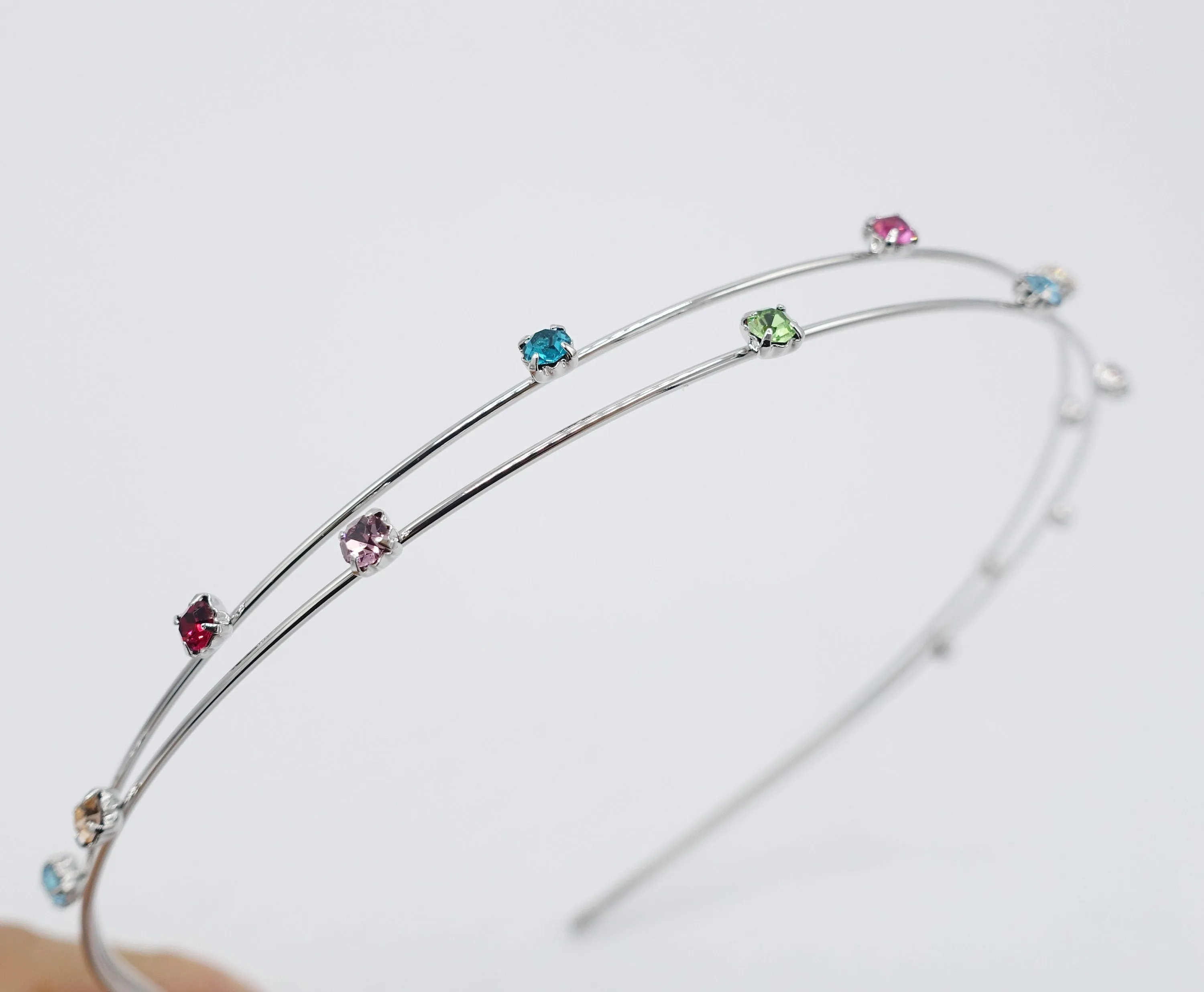 colorful rhinestone double headband