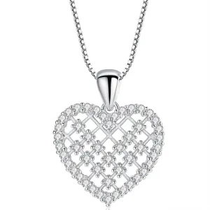 Crystal Heart Necklace for Women in White or Rose Gold