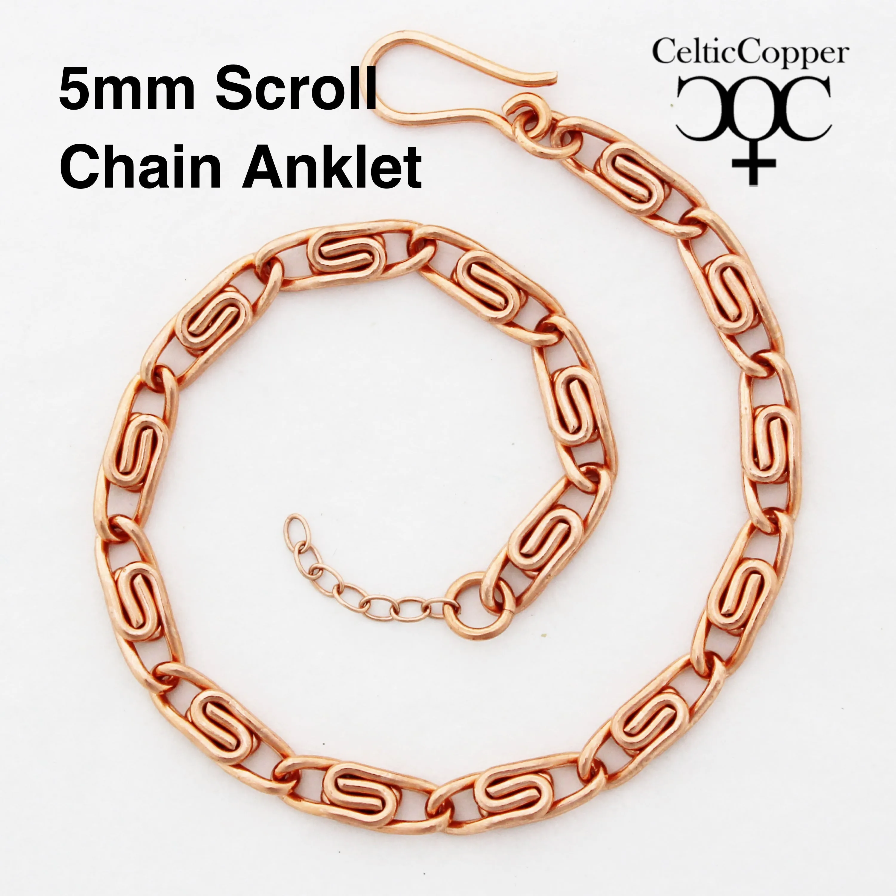 Custom Anklet Chain Solid Copper Celtic Scroll Chain Copper Anklet AC66 Adjustable Solid Copper Ankle Chain Custom Ankle Bracelet