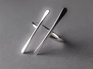 Double Bar Ring, Long Parallel Bar Ring, Parallel Ring, Long Bar Ring, Sterling Silver Bar Ring, Open Ring, Modern, Minimalist Ring, Simple