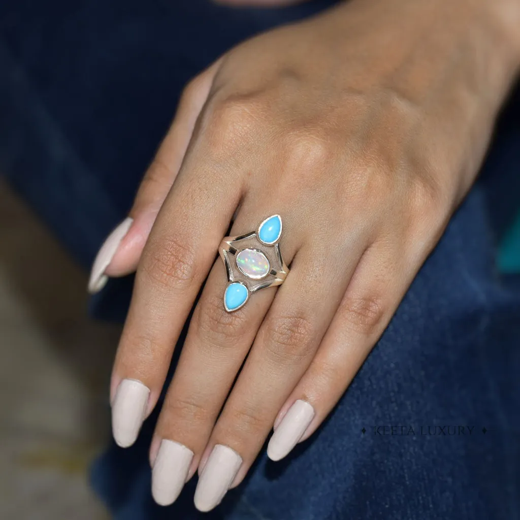 Double Delight - Opal and turquoise Ring