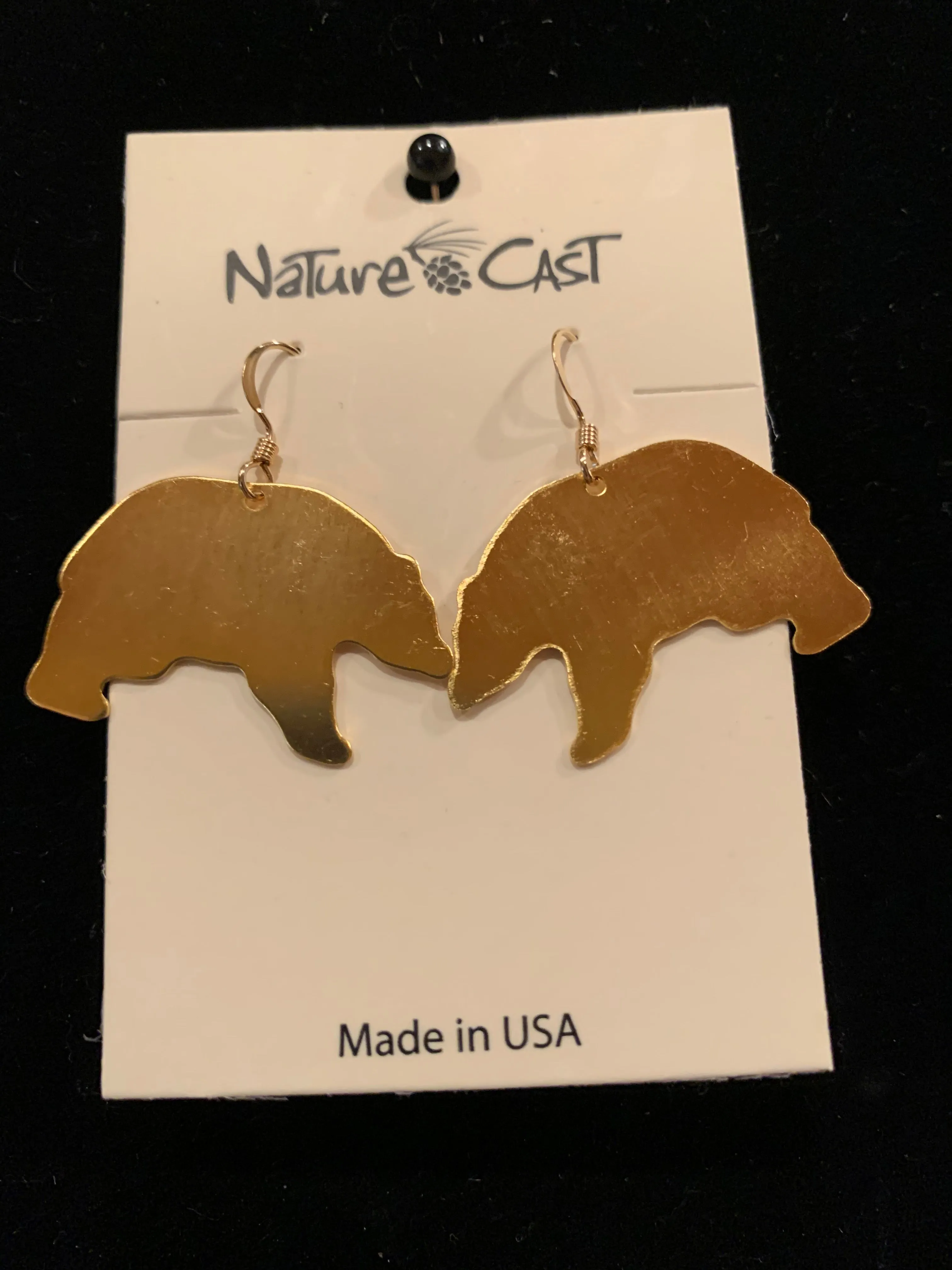 Earrings Gold dangle bear