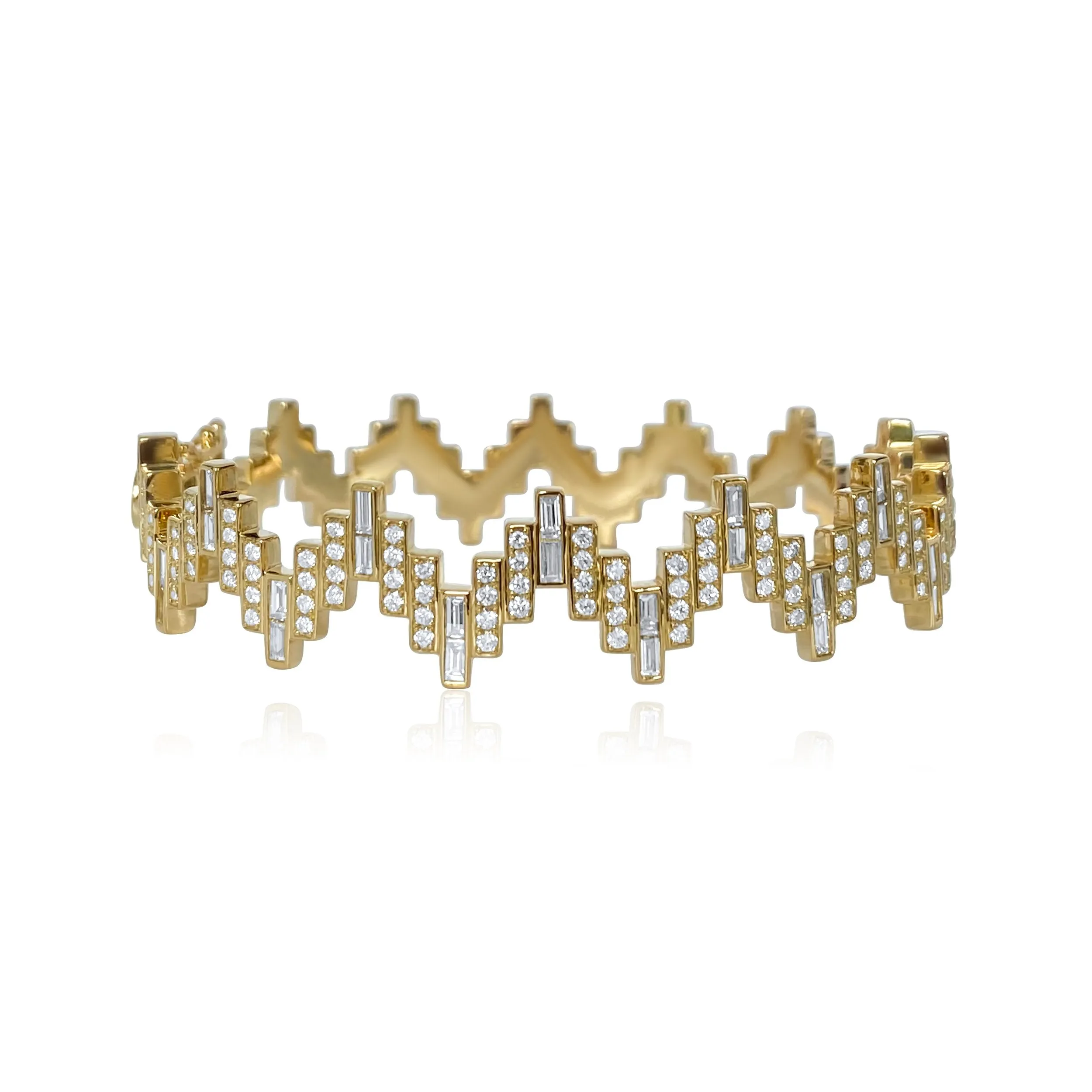 Enlightenment Equilibrium Baguette & Round Diamond Wide Bracelet