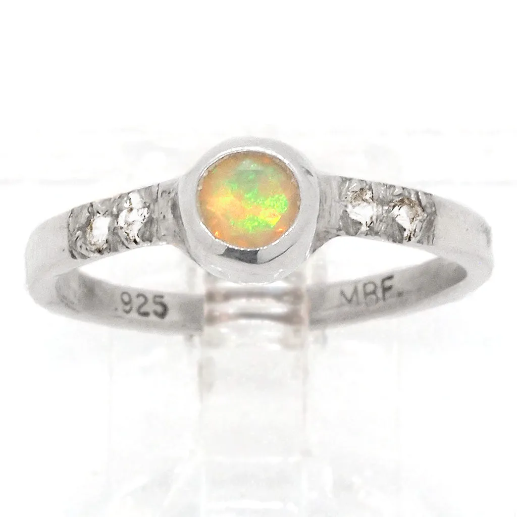 Ethiopian Opal & Sappires Ring (size 6 1/2)