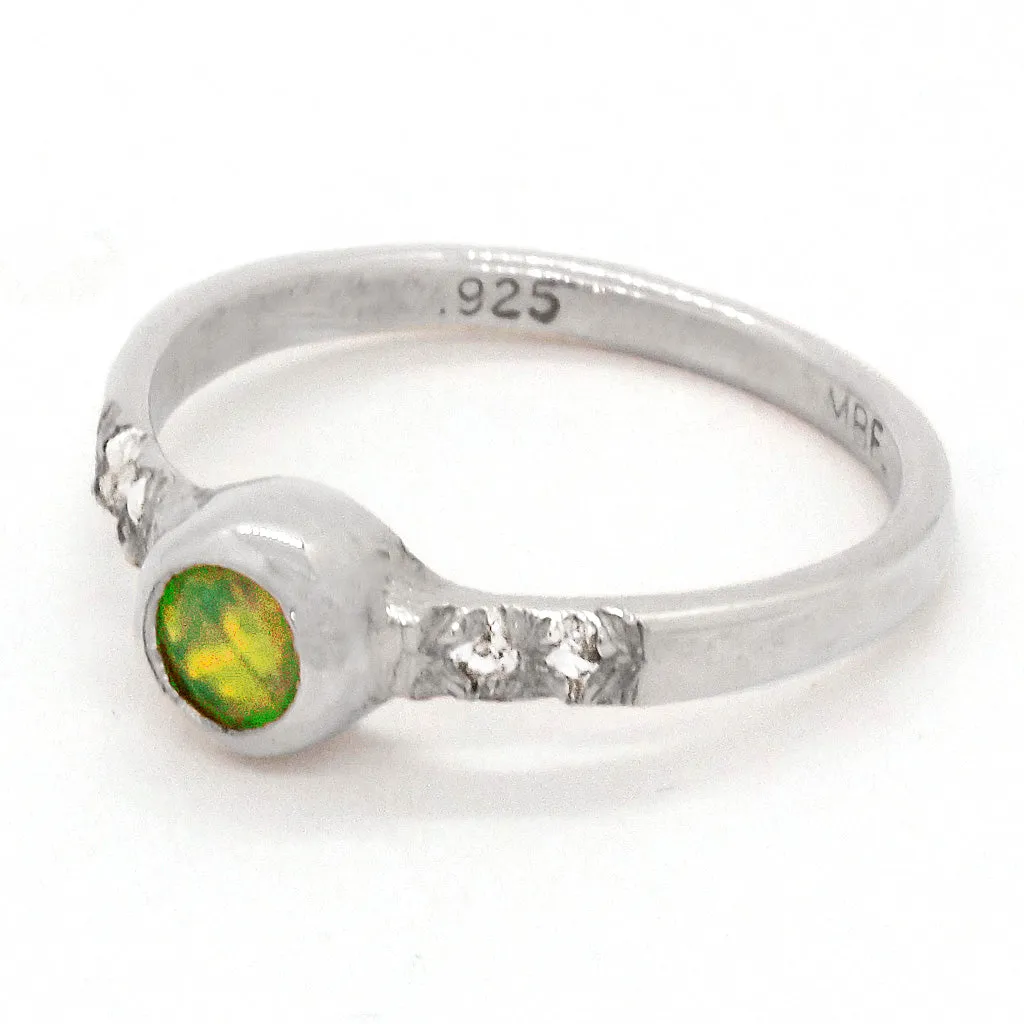 Ethiopian Opal & Sappires Ring (size 6 1/2)