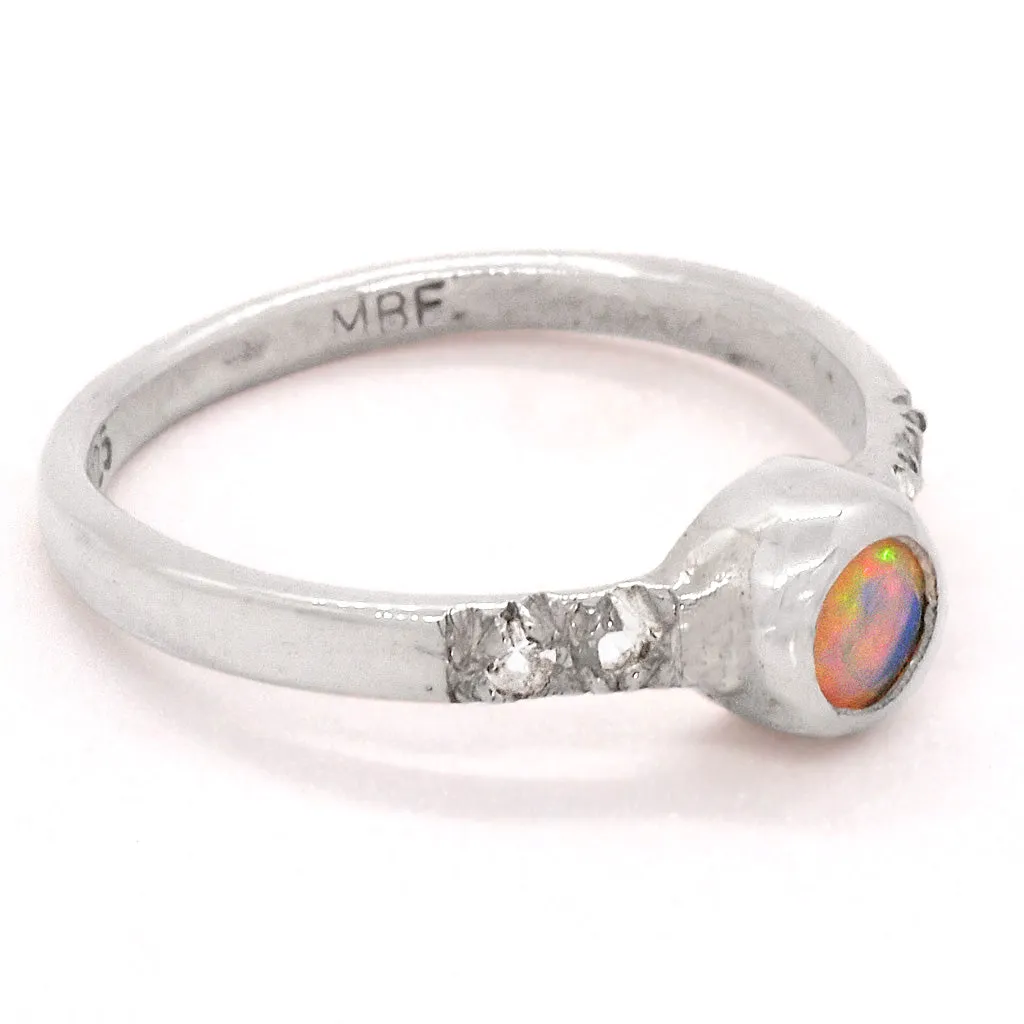 Ethiopian Opal & Sappires Ring (size 6 1/2)