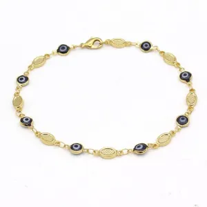 Evil Eye Anklet 10'' Blue High Polish