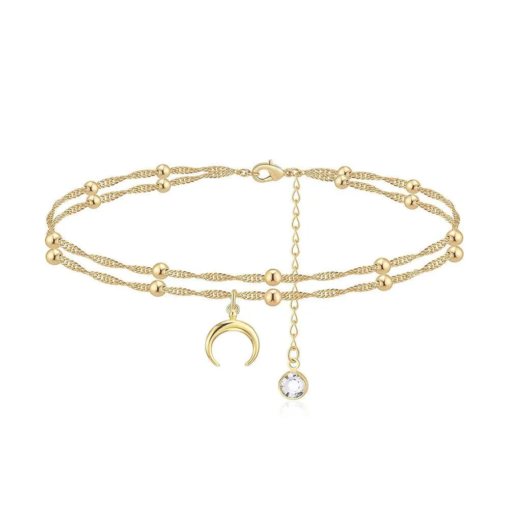 F8.Double Crescent Anklet