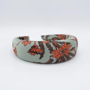 floral padded headband, satin floral headband, flower print headbands for women