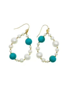 Freshwater Pearls with Turquoise Drop Earrings DE212