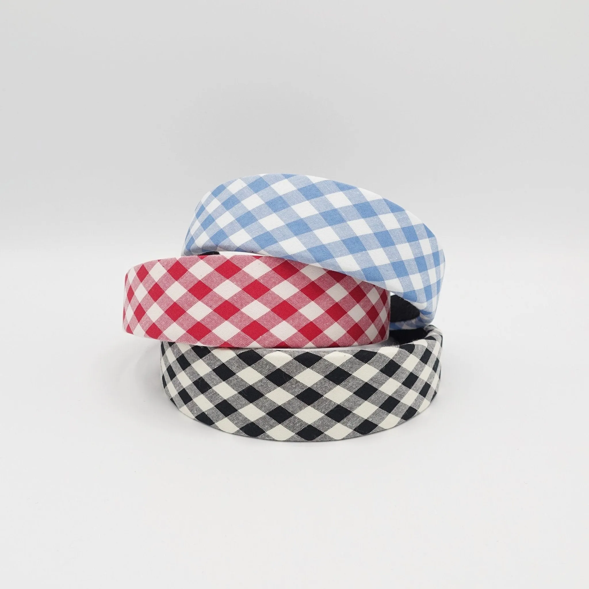 gingham check padded headband casual hairband for women