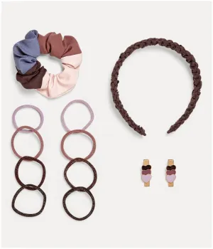 Girl's 12 Piece Hair Decoration with Headband - Purple