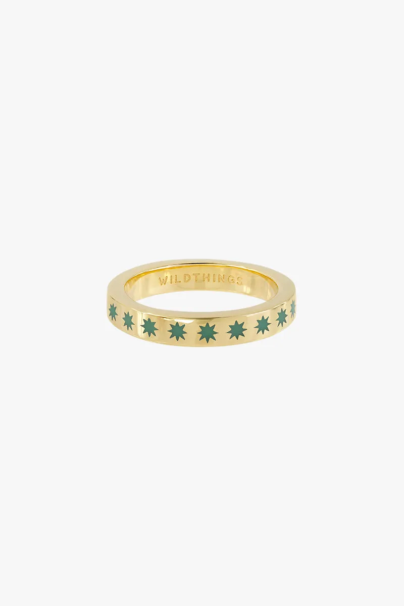 Green star ring gold plated