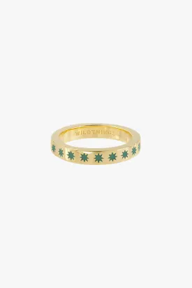 Green star ring gold plated