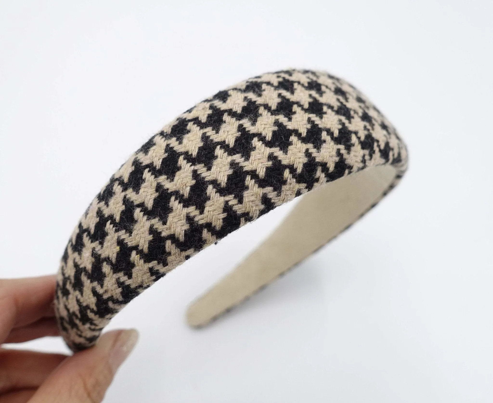 houndstooth tweed headband padded hairband hair accessory for women