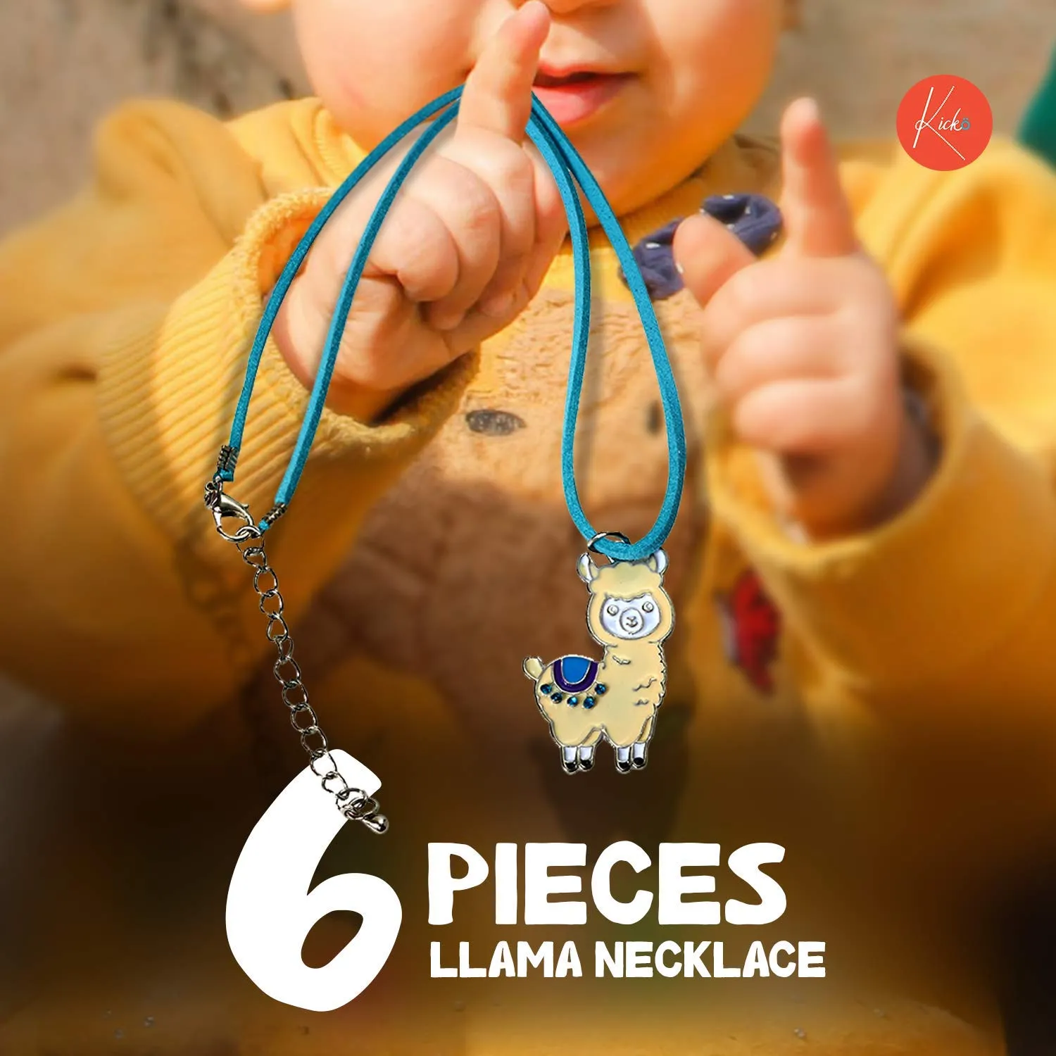 Kicko Llama Necklace - 16 Inches Cool and Fun Charm Necklace - Pack of 6 - Birthday