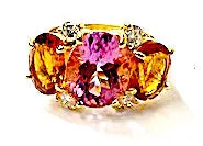 Medium GUM DROP™ Ring with Pink Topaz and Citrine Diamonds