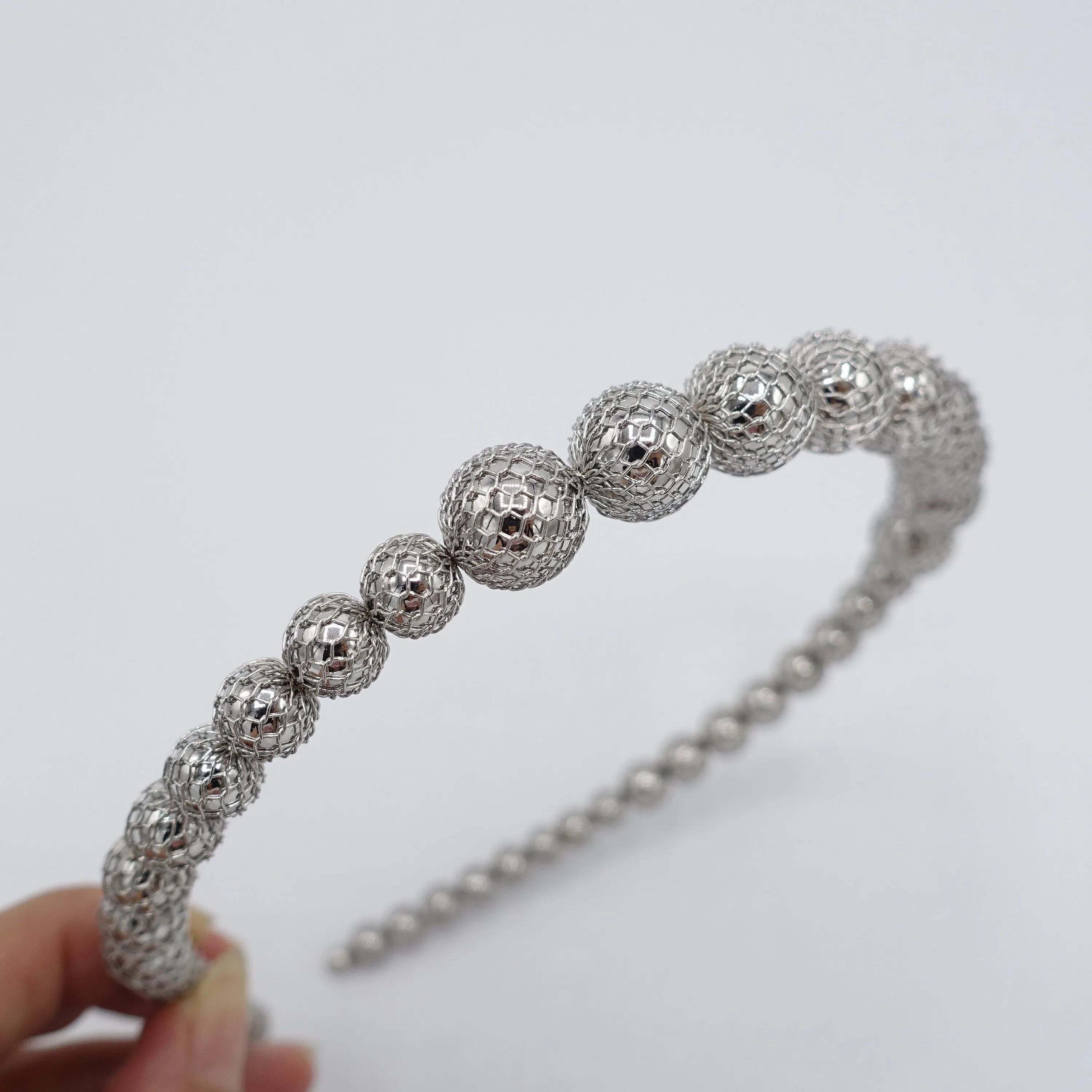 metal ball headband, metal net ball beaded headband for women