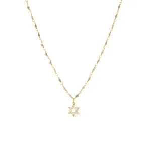 natural stone necklace with cz Star of David charm