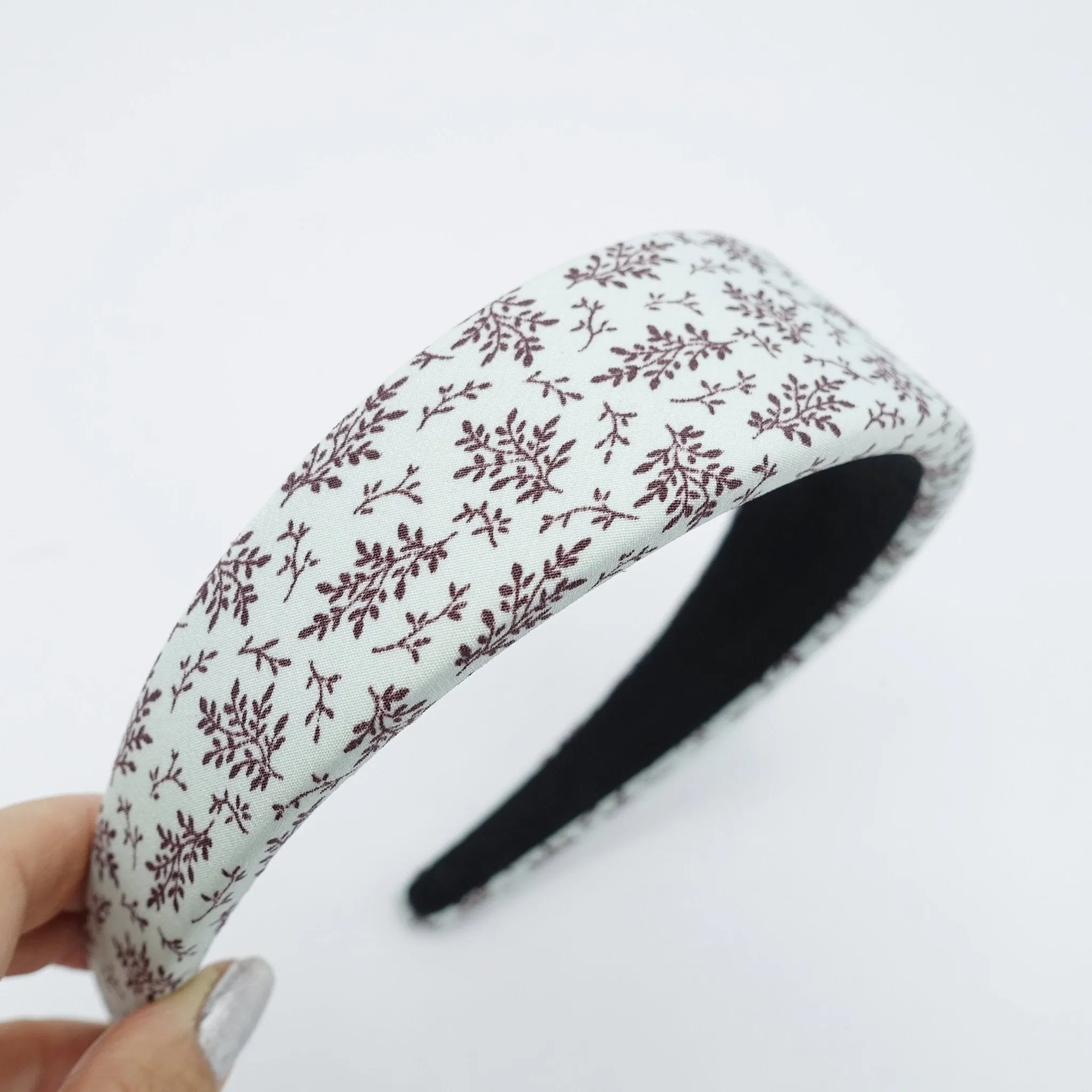 padded headband plant stem print hairband for women