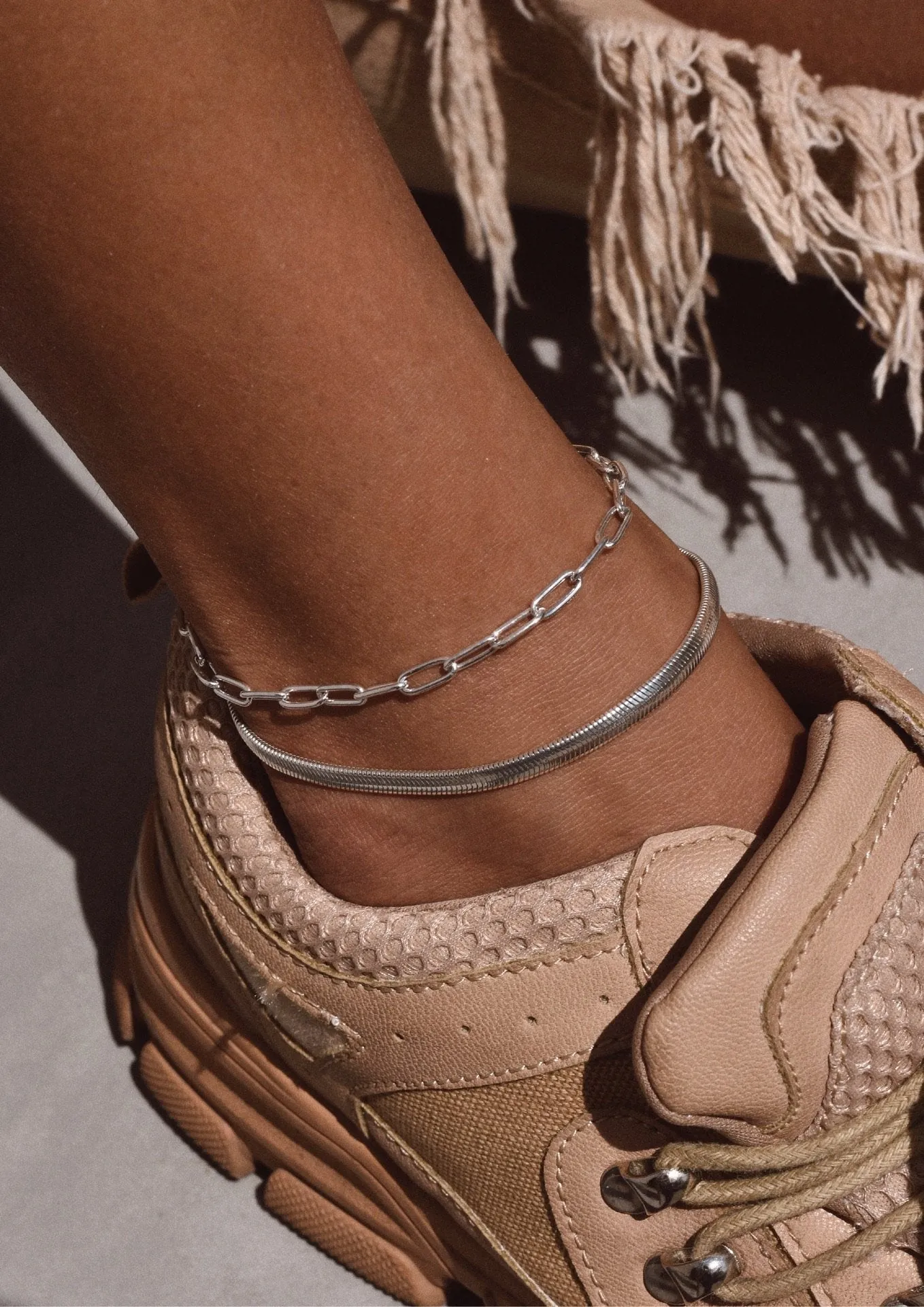 Paper Clip Anklet Silver