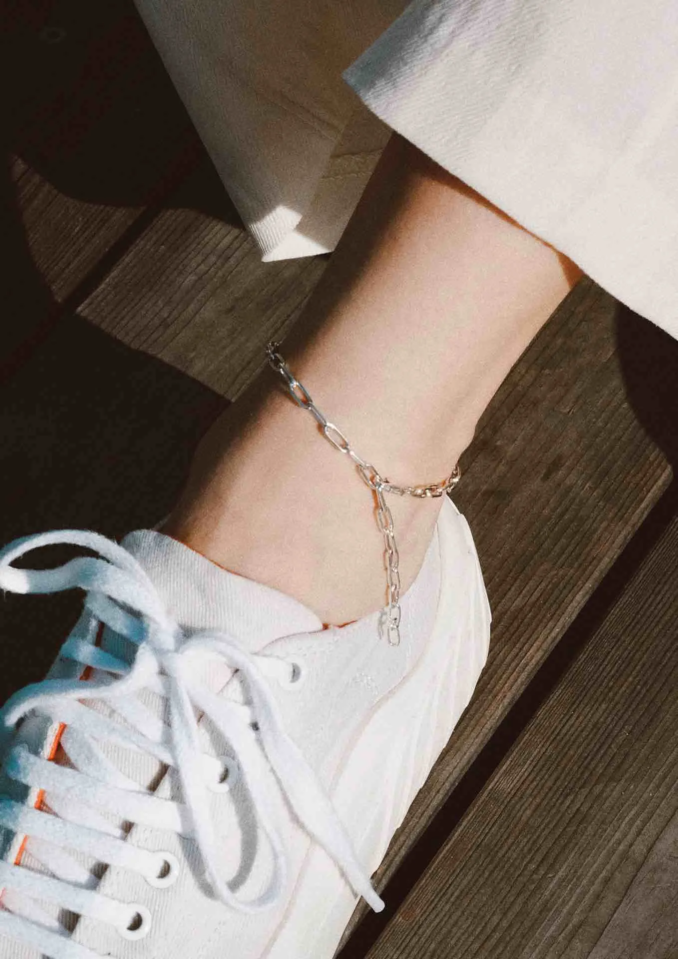 Paper Clip Anklet Silver