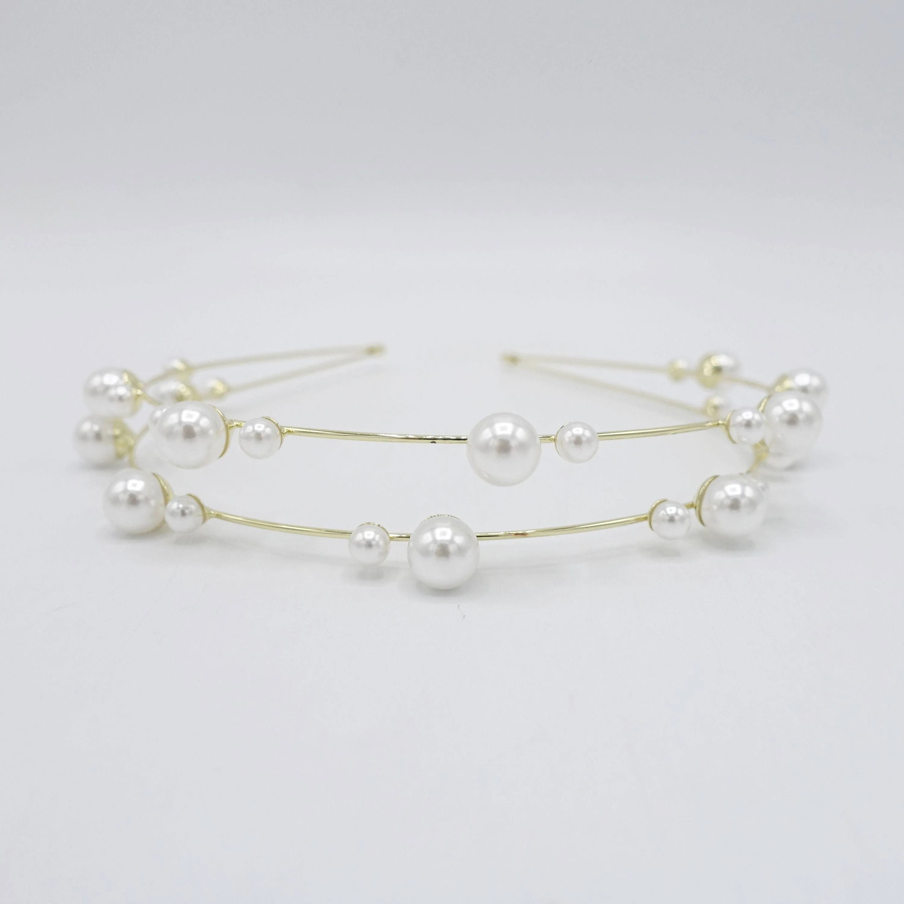 pearl double strand headband thin metal headband for women