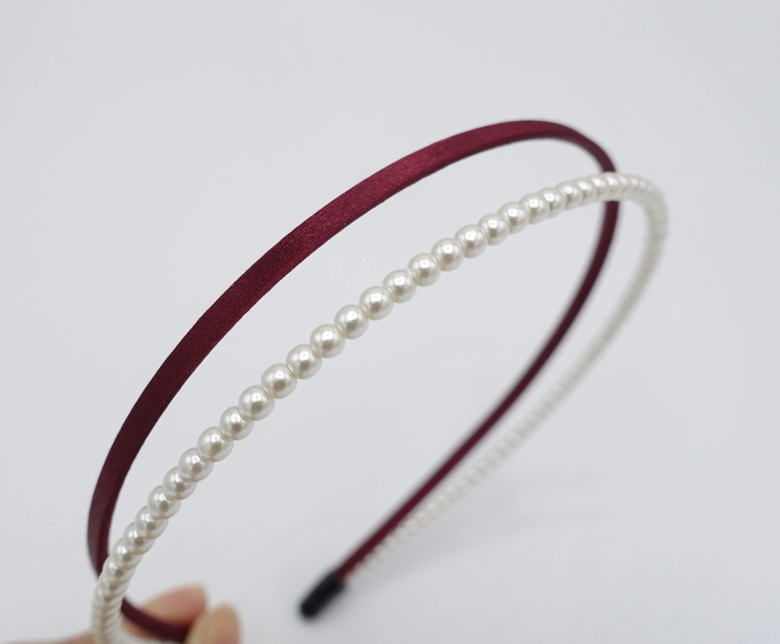 pearl satin double headband