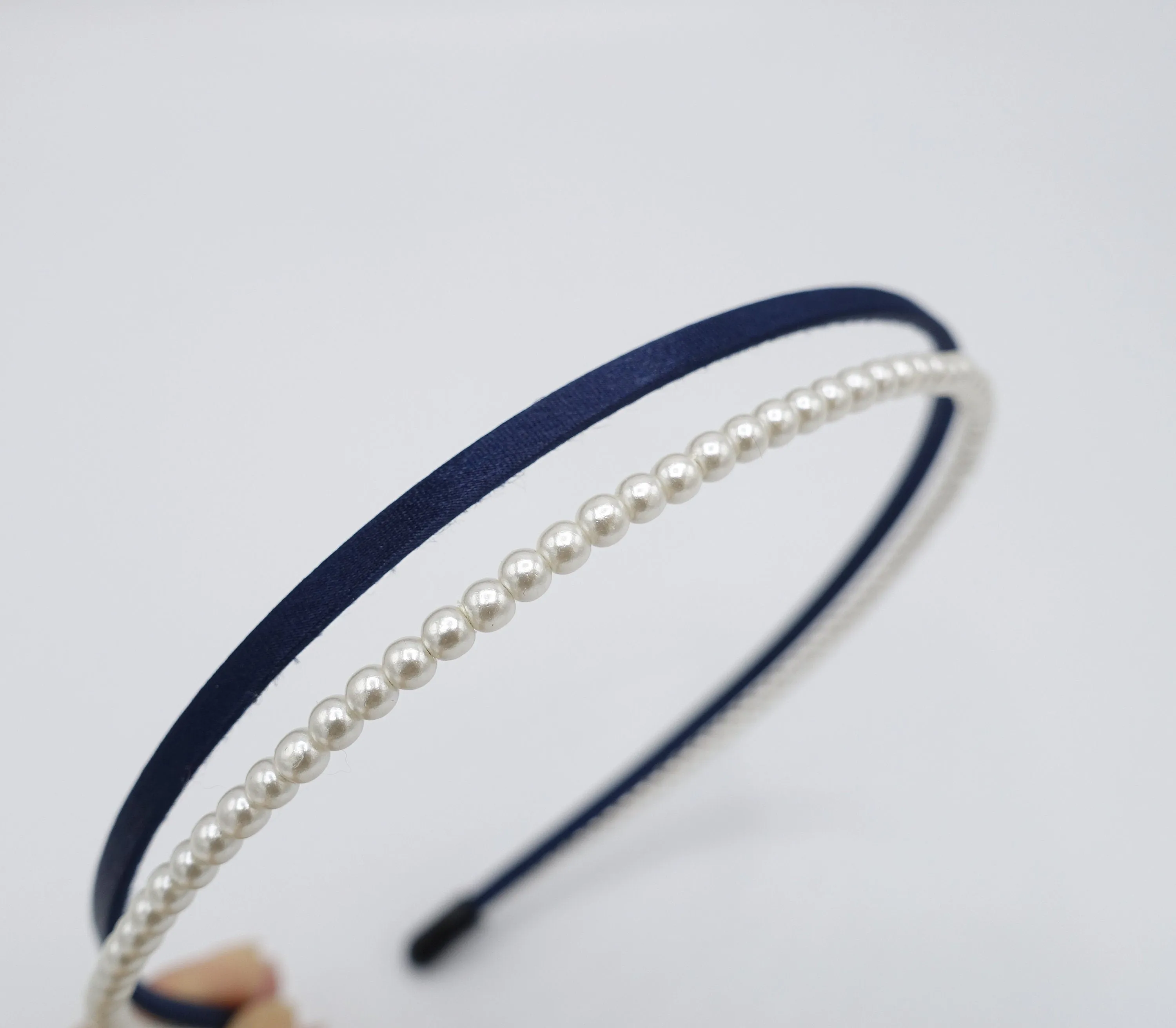 pearl satin double headband