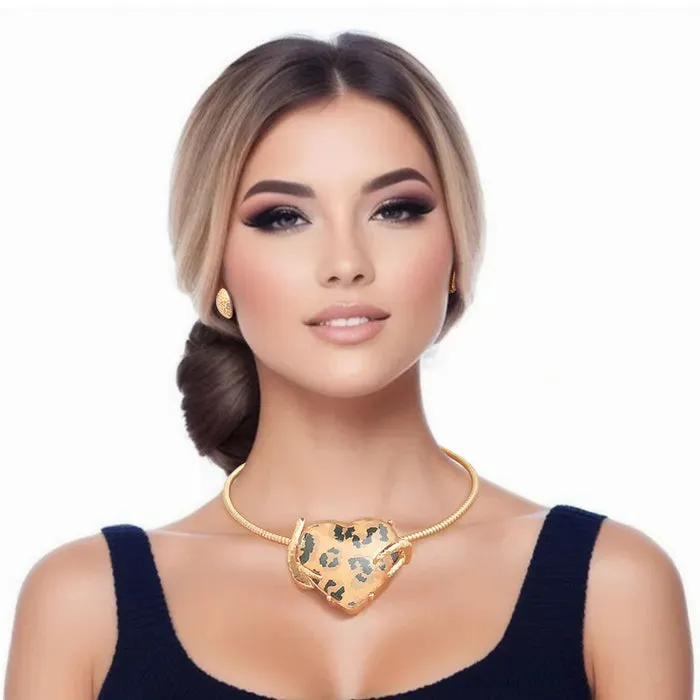 Pendant Necklace Heart Leopard for Women