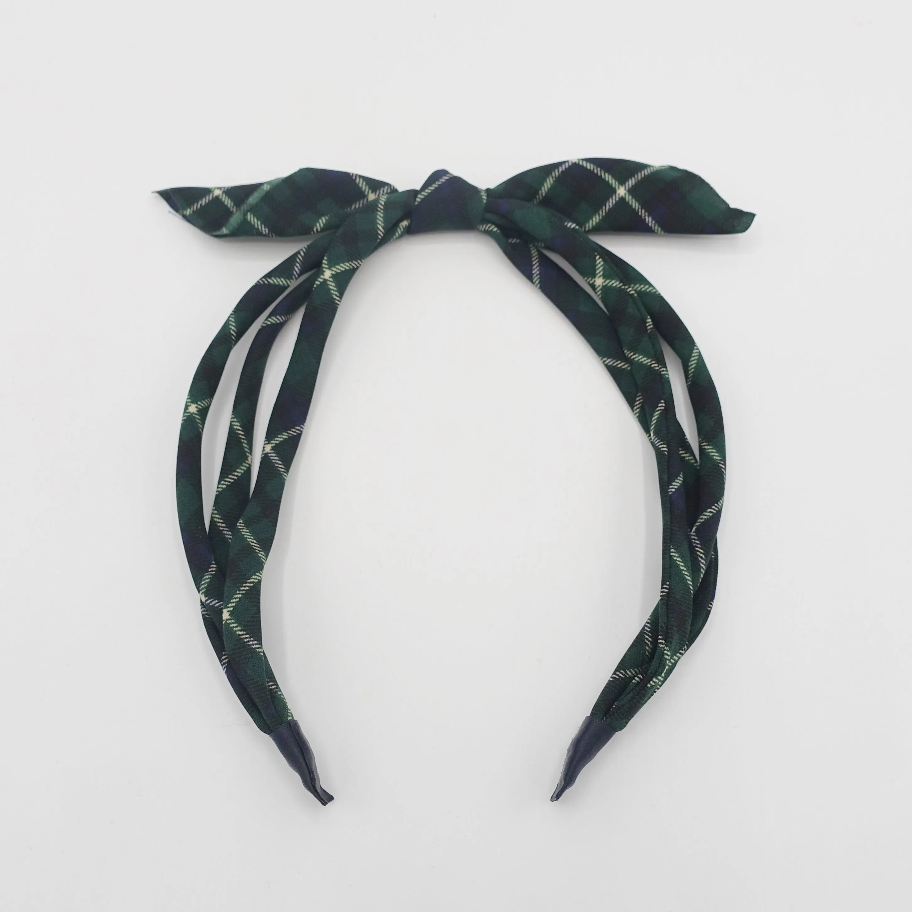 plaid check bow knot headband triple strand headband thin hairband for women