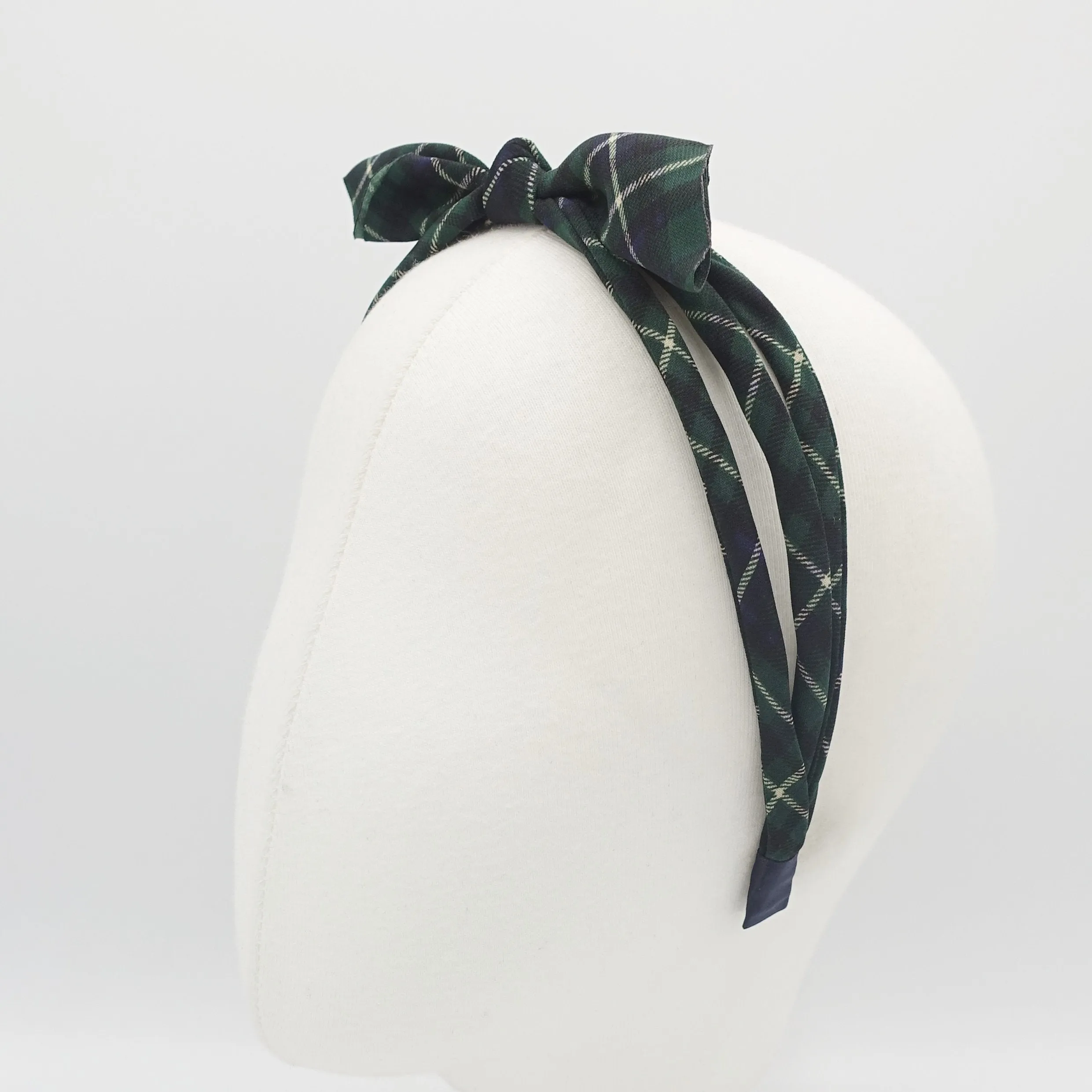 plaid check bow knot headband triple strand headband thin hairband for women