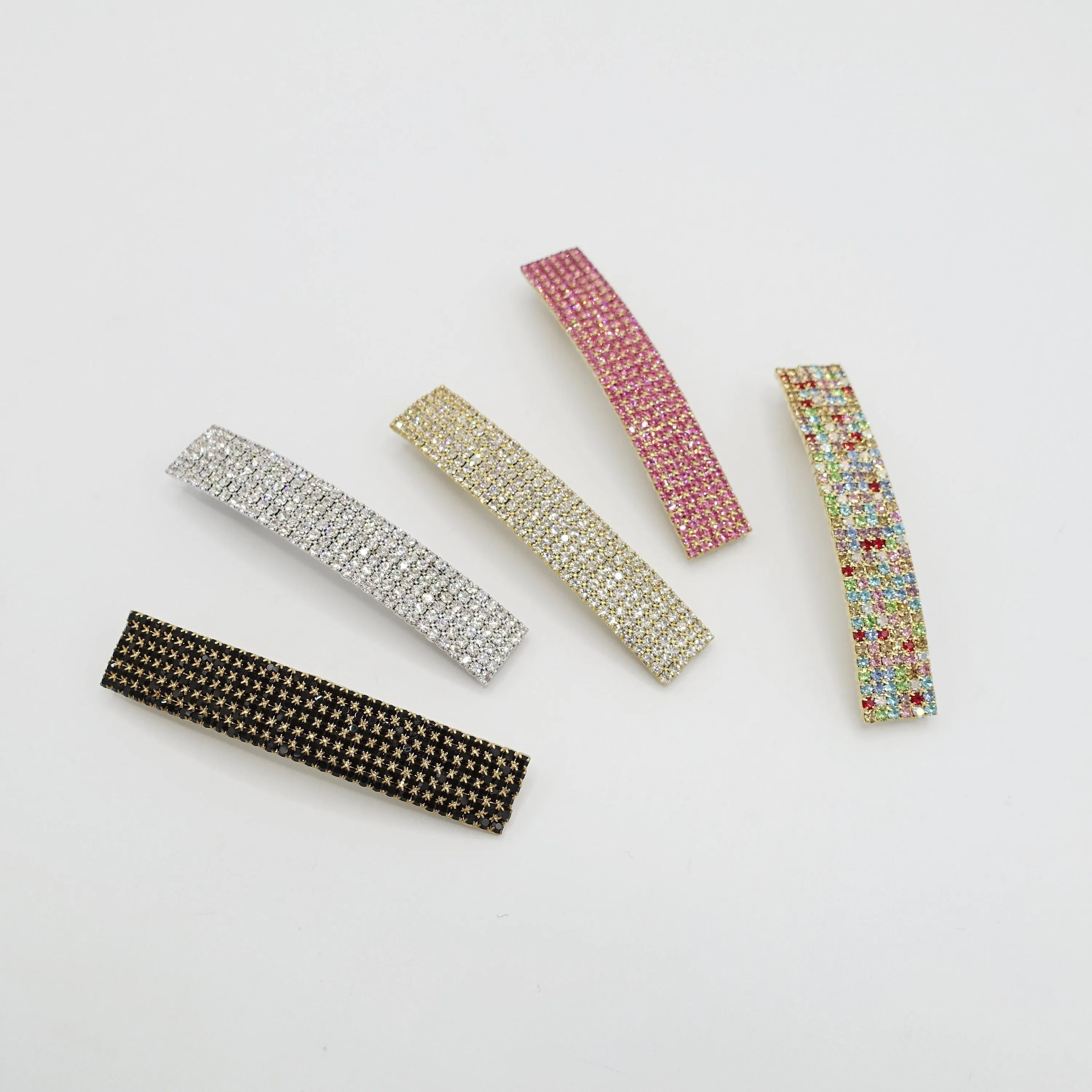 rhinestone embellished rectangle mini hair barrette woman hair accessories